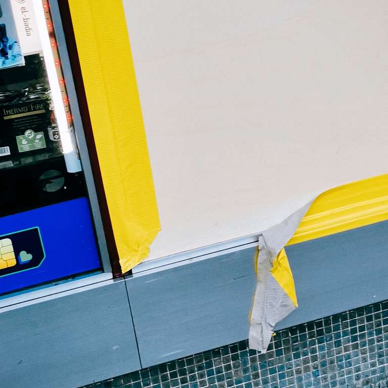 shopfront with adhesive tape