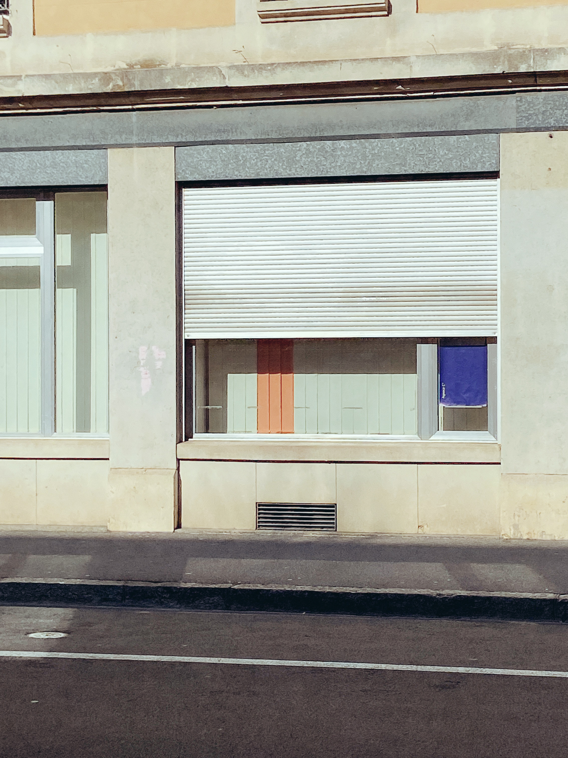 facade with a damaged blind