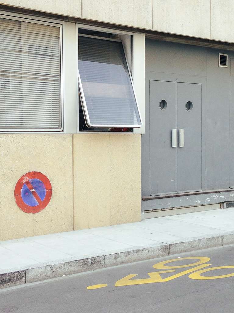 facade with a damaged blind