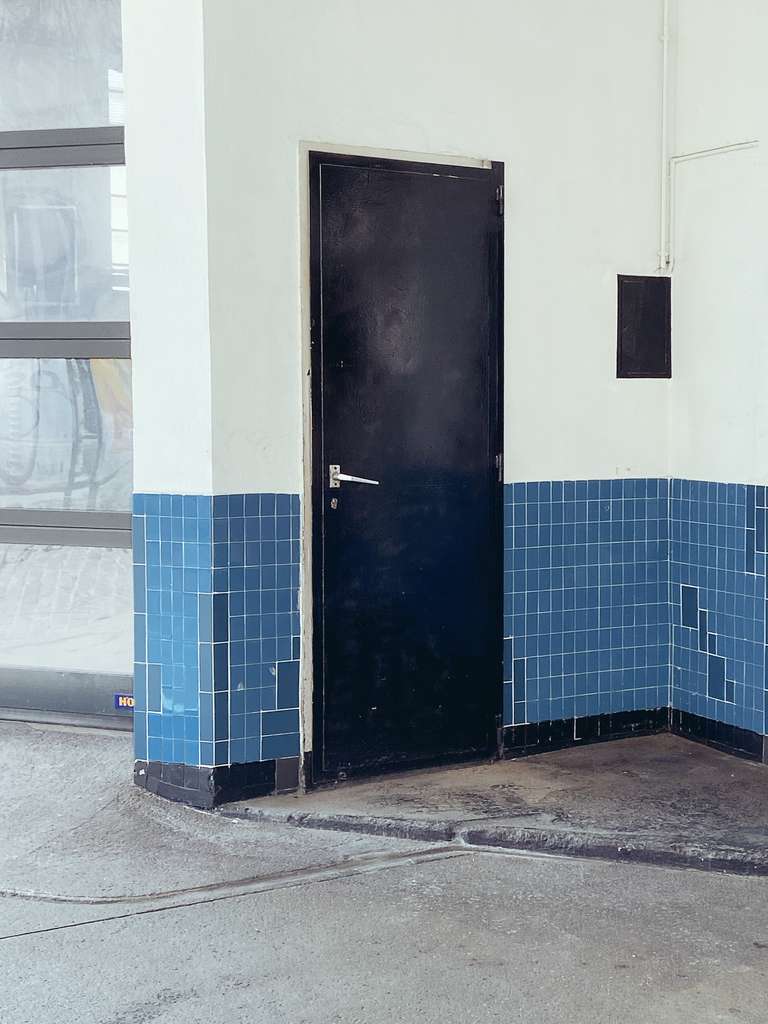 wall with a door in perspective