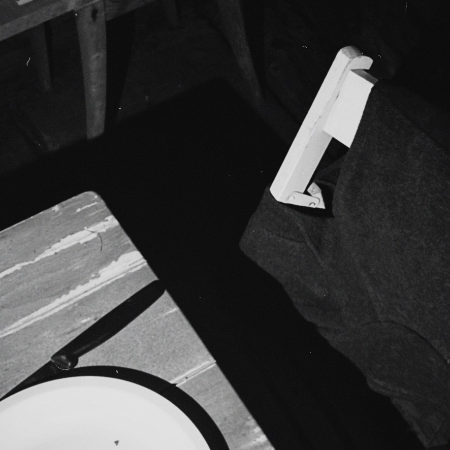 table and chair in black and white